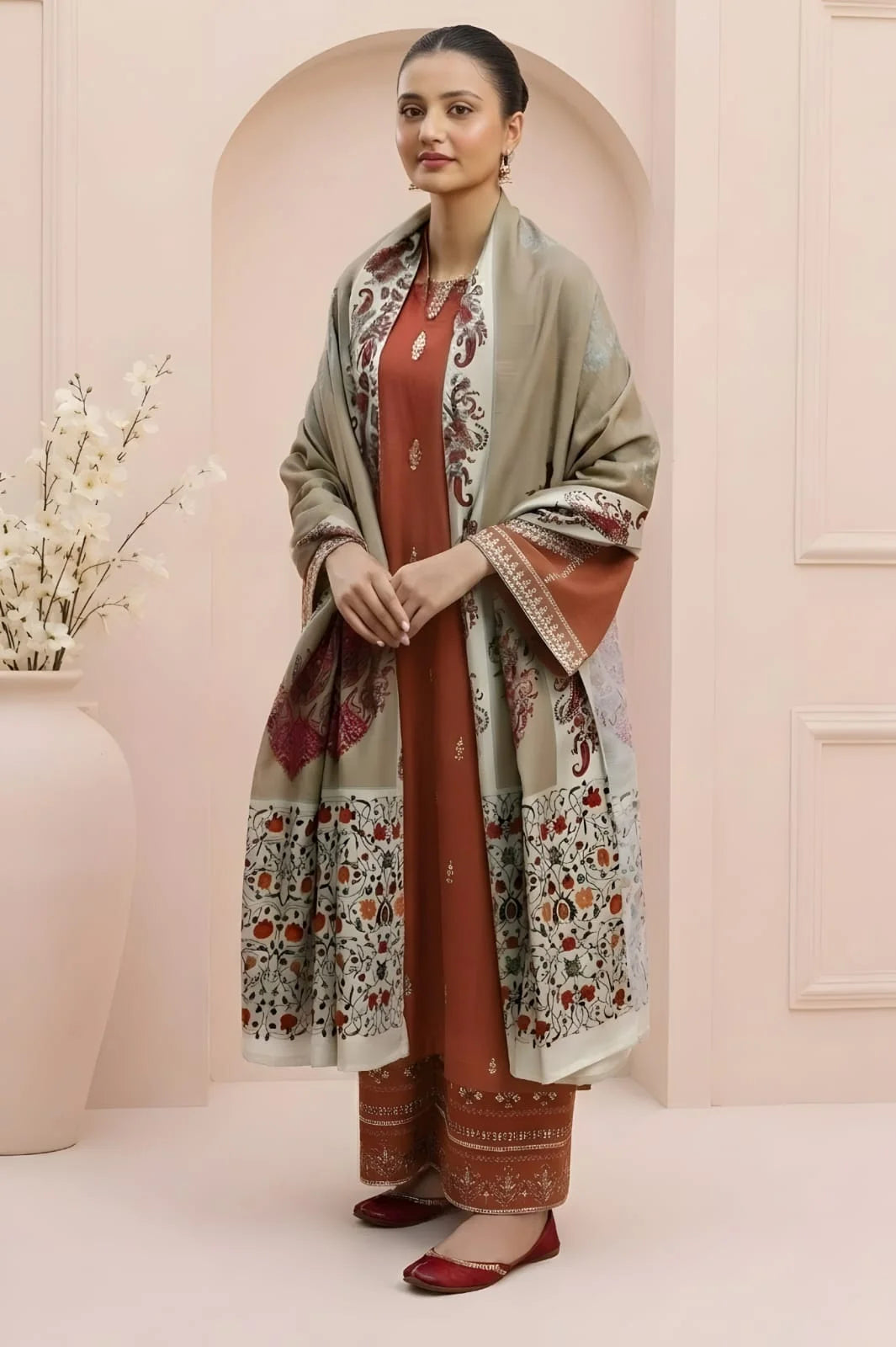 AA-12 Unstitched Embroidered Lawn Suit 3pc With Digital Printed Dupatta