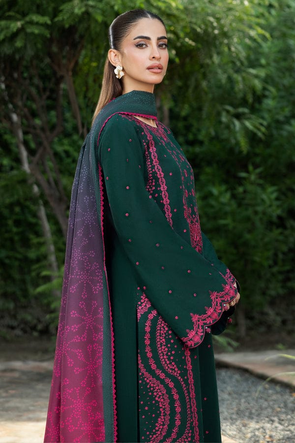 FA-2563 Unstitched Heavy Embroidered Dhanak Suit With Printed Wool Shawl