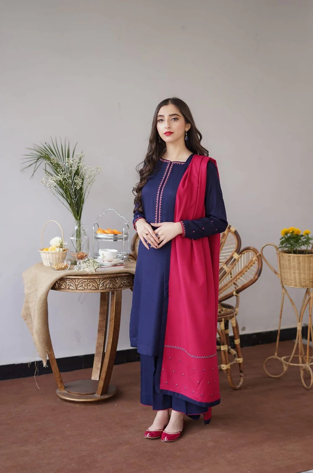 MB-1146 Unstitched Fully Embroided Dhanak Suit With Dhanak Dupatta