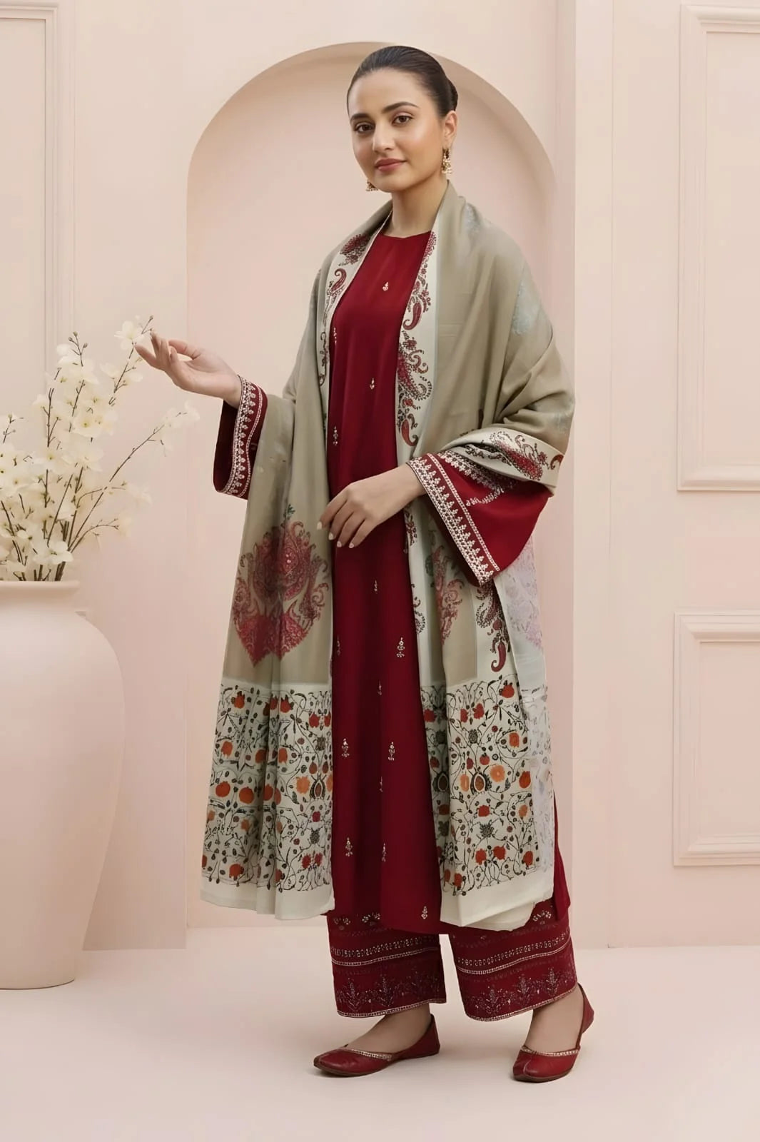 AA-14 Unstitched Embroidered Lawn Suit 3pc With Digital Printed Dupatta