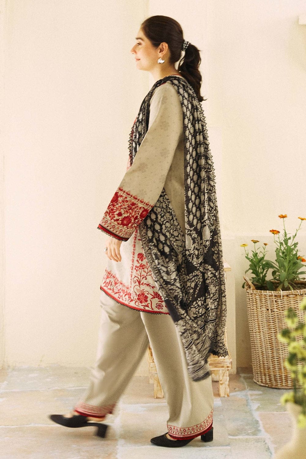 ZS-57 Unstitched Fully Embroided Dhanak Suit With Wool Shawl