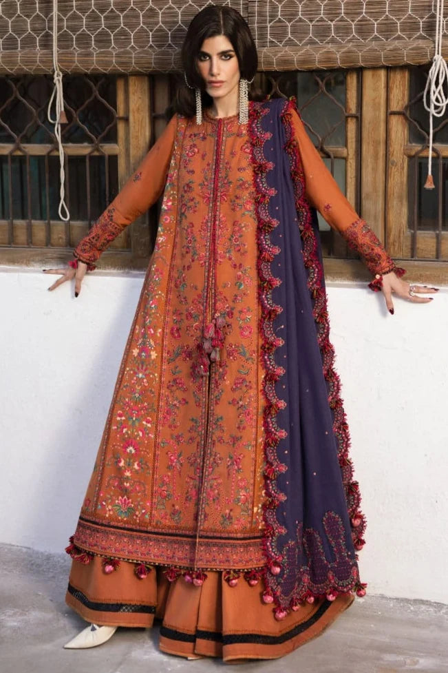 MB-610 Unstitched Heavy Embroidered Dhanak Suit With Embroidered Dhanak Shawl