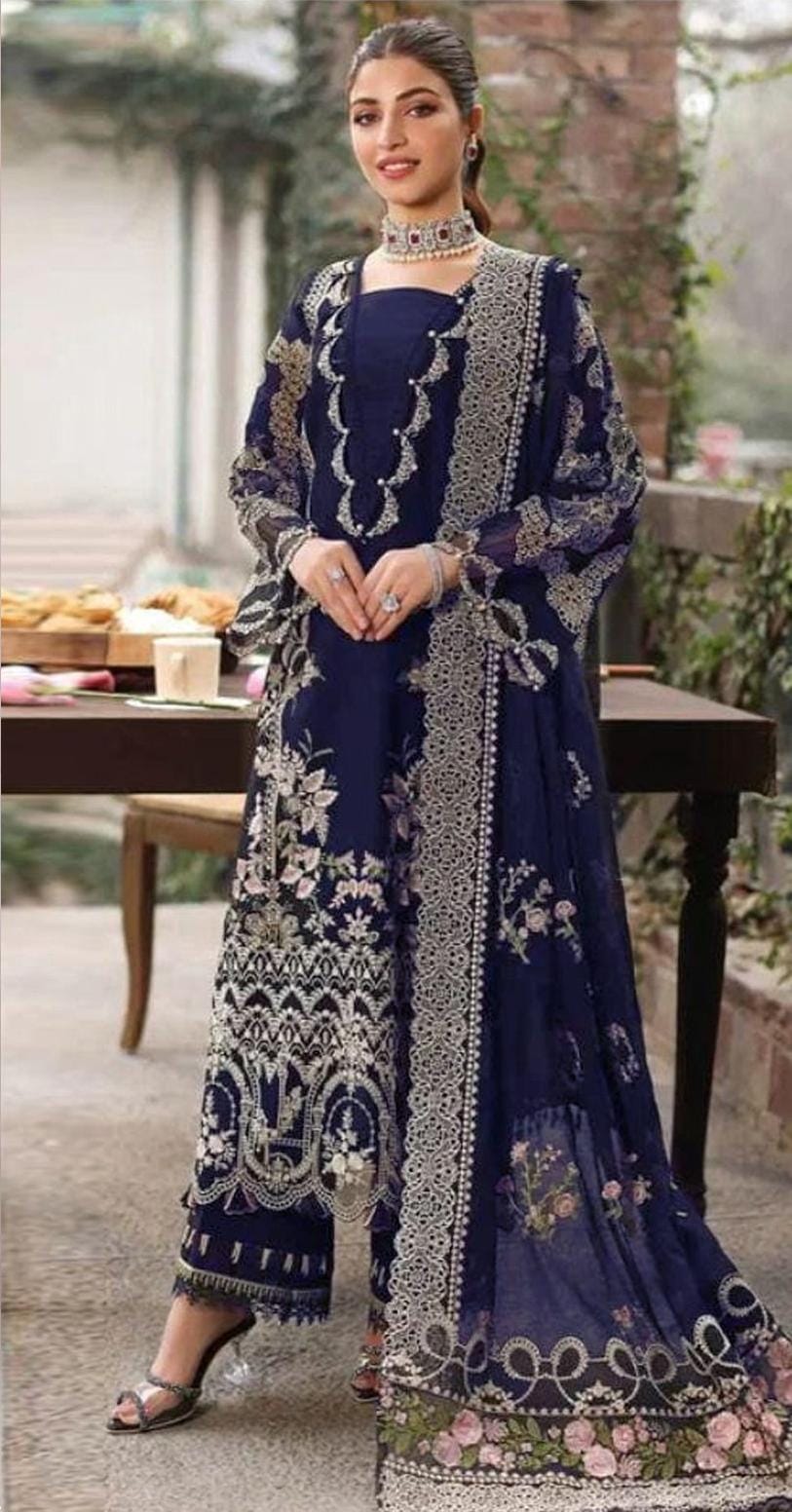 KF-2644 Unstitched Heavy Embroidered Dhanak Suit With Embroidered Dhanak Shawl