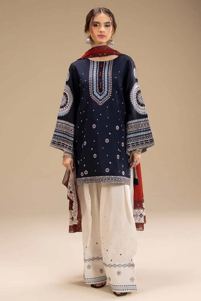 RR-610 Unstitched Heavy Embroidered Dhanak Suit With Digital Printed Monar Dupatta