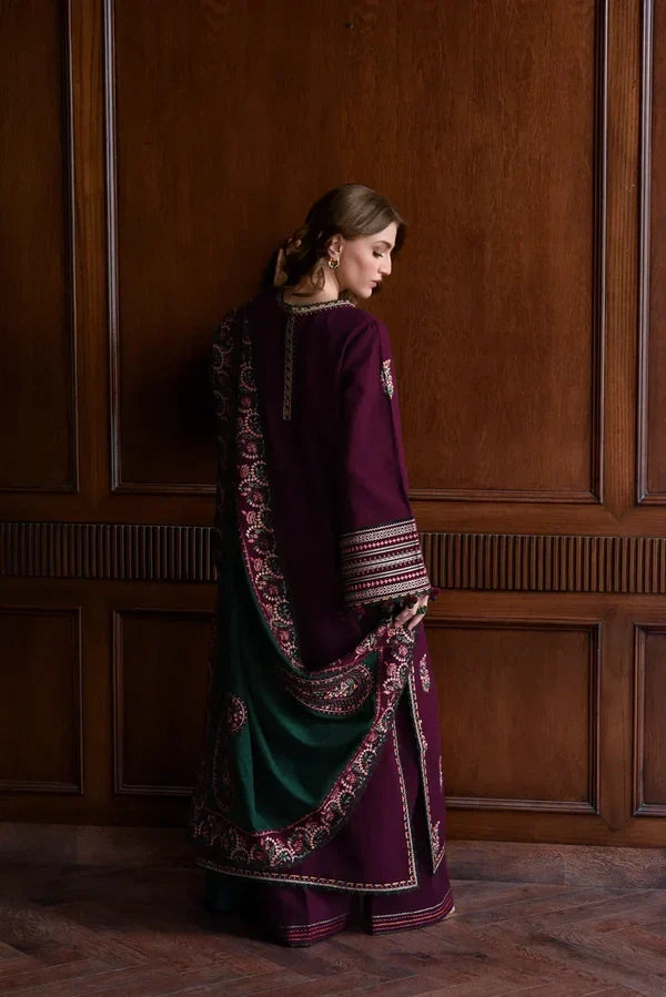 BT-2900 Unstitched Embroidered Dhanak Suit With Embroidered Dhanak Shawl