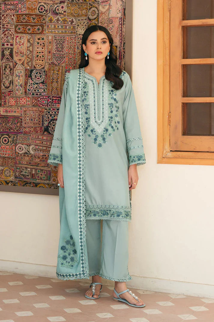 MB-2845 Lawn Unstitched Embroidered shirt With Printed Monar Dupatta