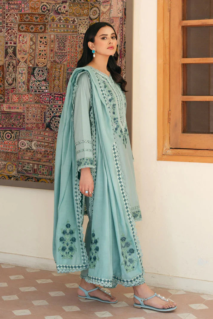 MB-2845 Lawn Unstitched Embroidered shirt With Printed Monar Dupatta