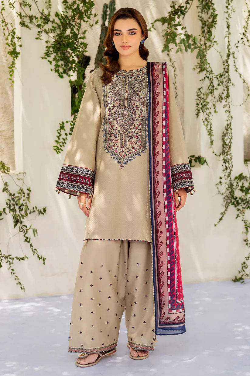 AA-21 Unstitched Fully Embroidered Lawn Suit With Slub Cotton Printed Dupatta