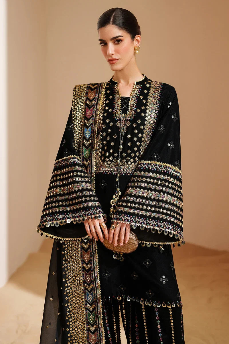 Luxury Velvet Unstitched Suit With Chiffon Embroidered Dupatta ( Ready To Wear )