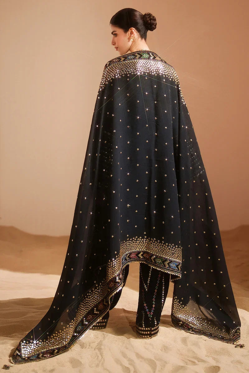 Luxury Velvet Unstitched Suit With Chiffon Embroidered Dupatta ( Ready To Wear )