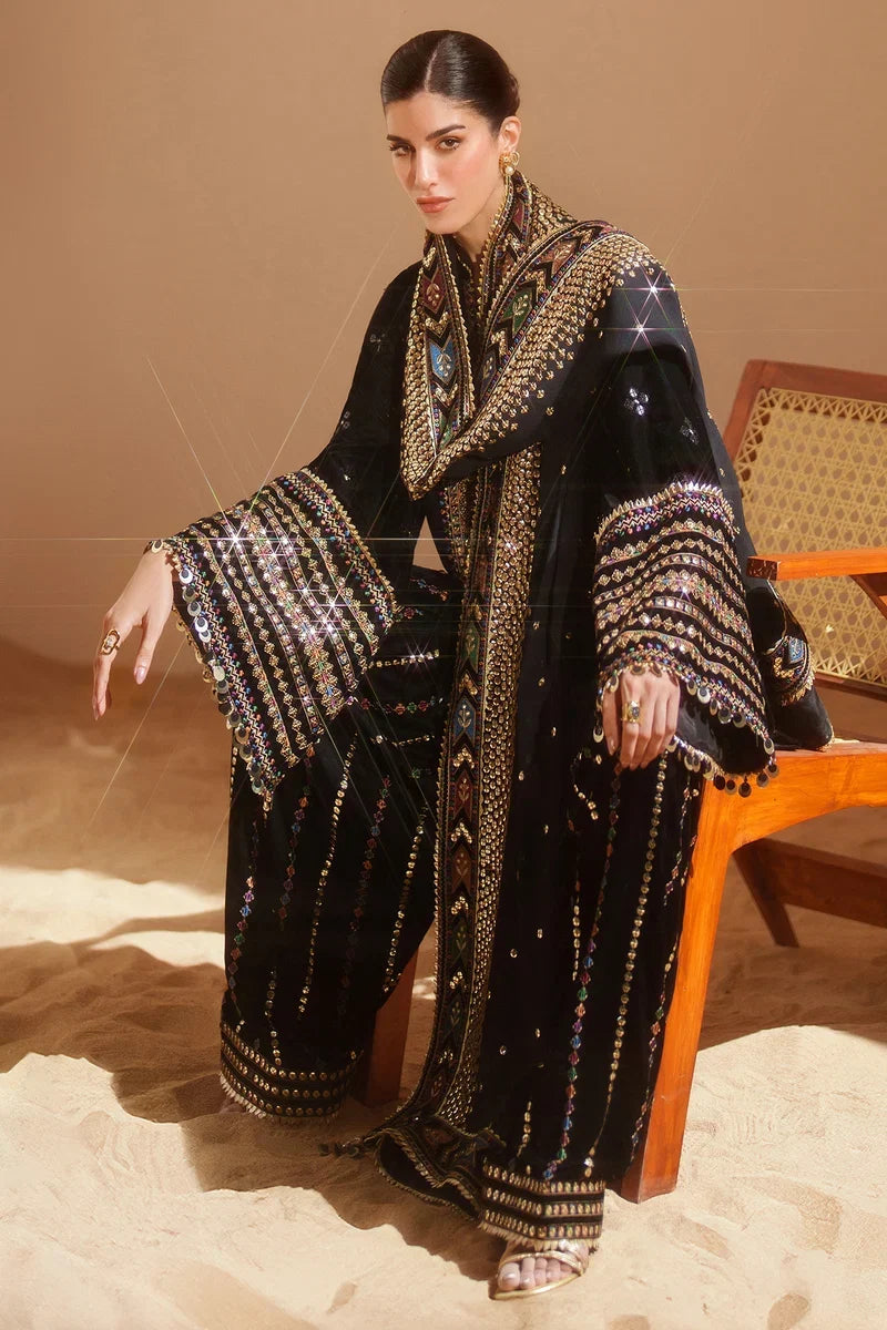 Luxury Velvet Unstitched Suit With Chiffon Embroidered Dupatta ( Ready To Wear )