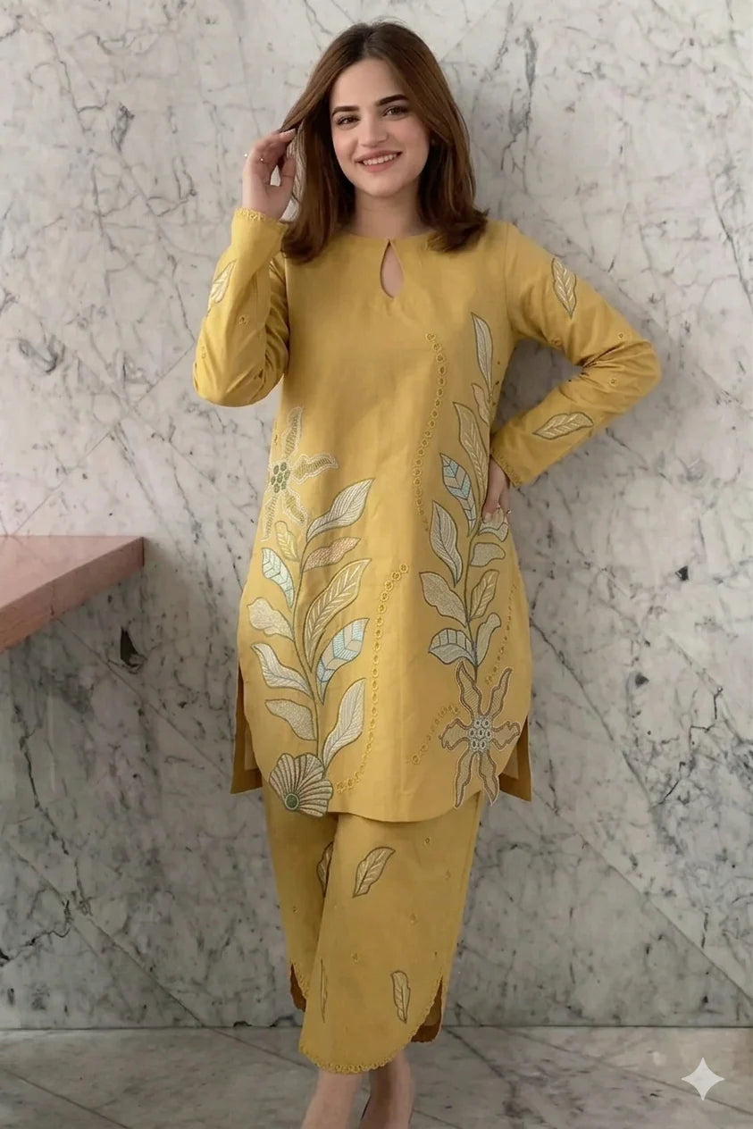 2 Piece-Unstitched Embroidered Lawn With Lawn Embroidered Trouser