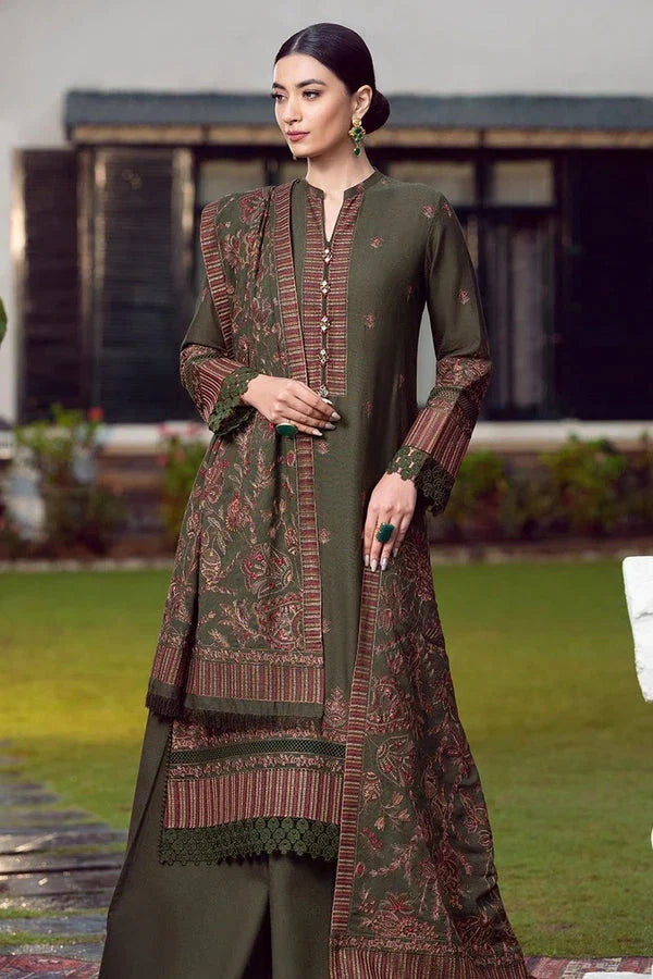 BR-925 Unstitched Embroidered Dhanak Wool Suit With Embroidered Dhanak Shawl