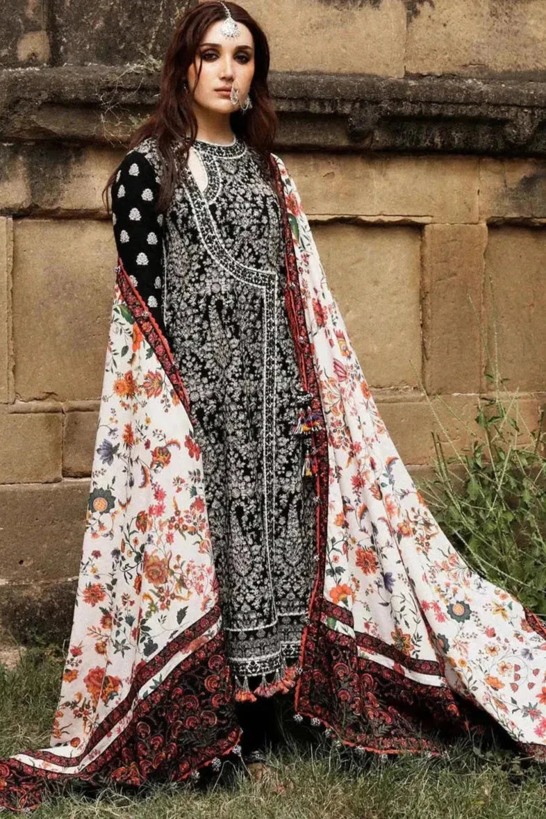 MB-720 Dhanak Embroidered Suit With Digital Printed Wool Shawl