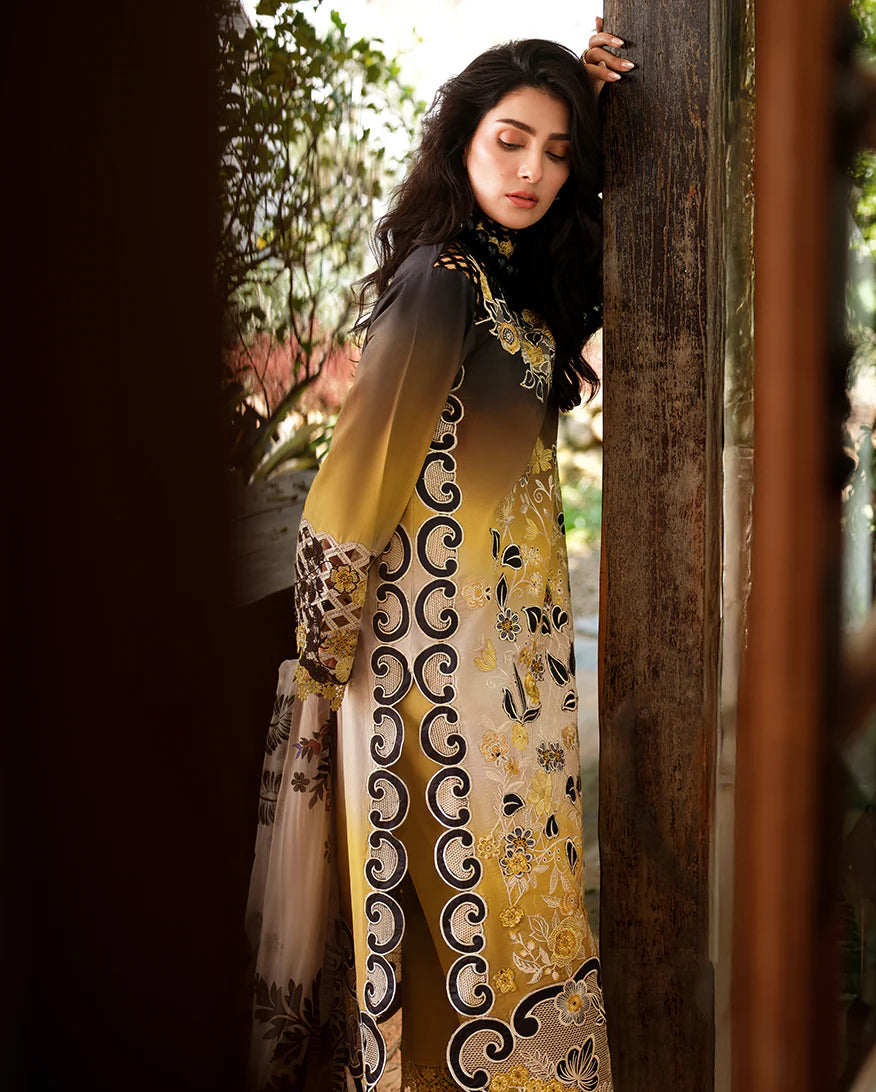 BQ-209 Lawn Unstitched Digital Printed Shirt With Patch With Printed Lawn Dupatta