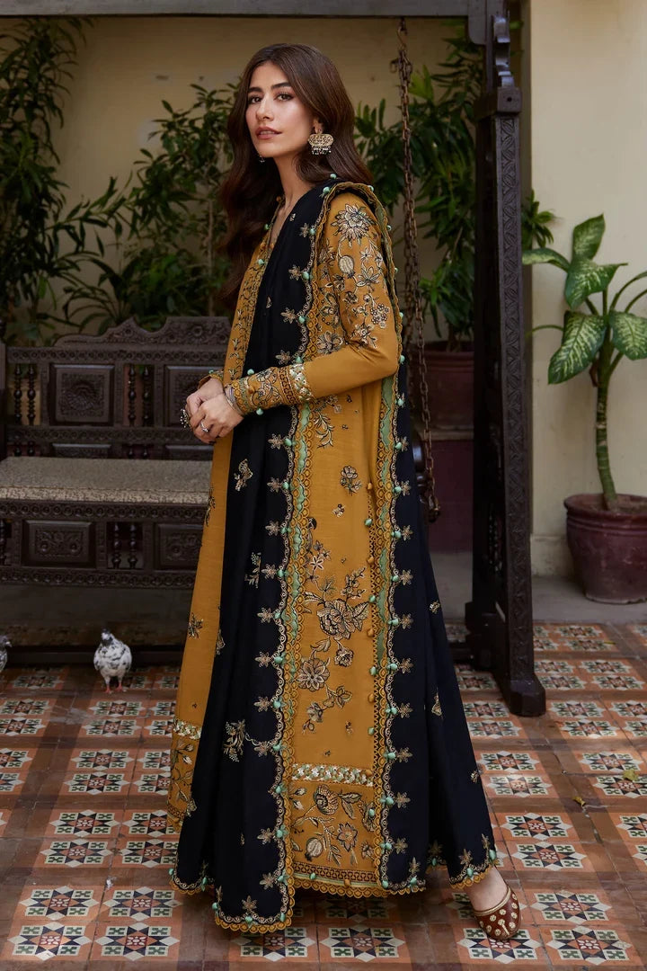 ZH-3060 Unstitched Embroidered Suit With Embroidered Dhanak Shawl