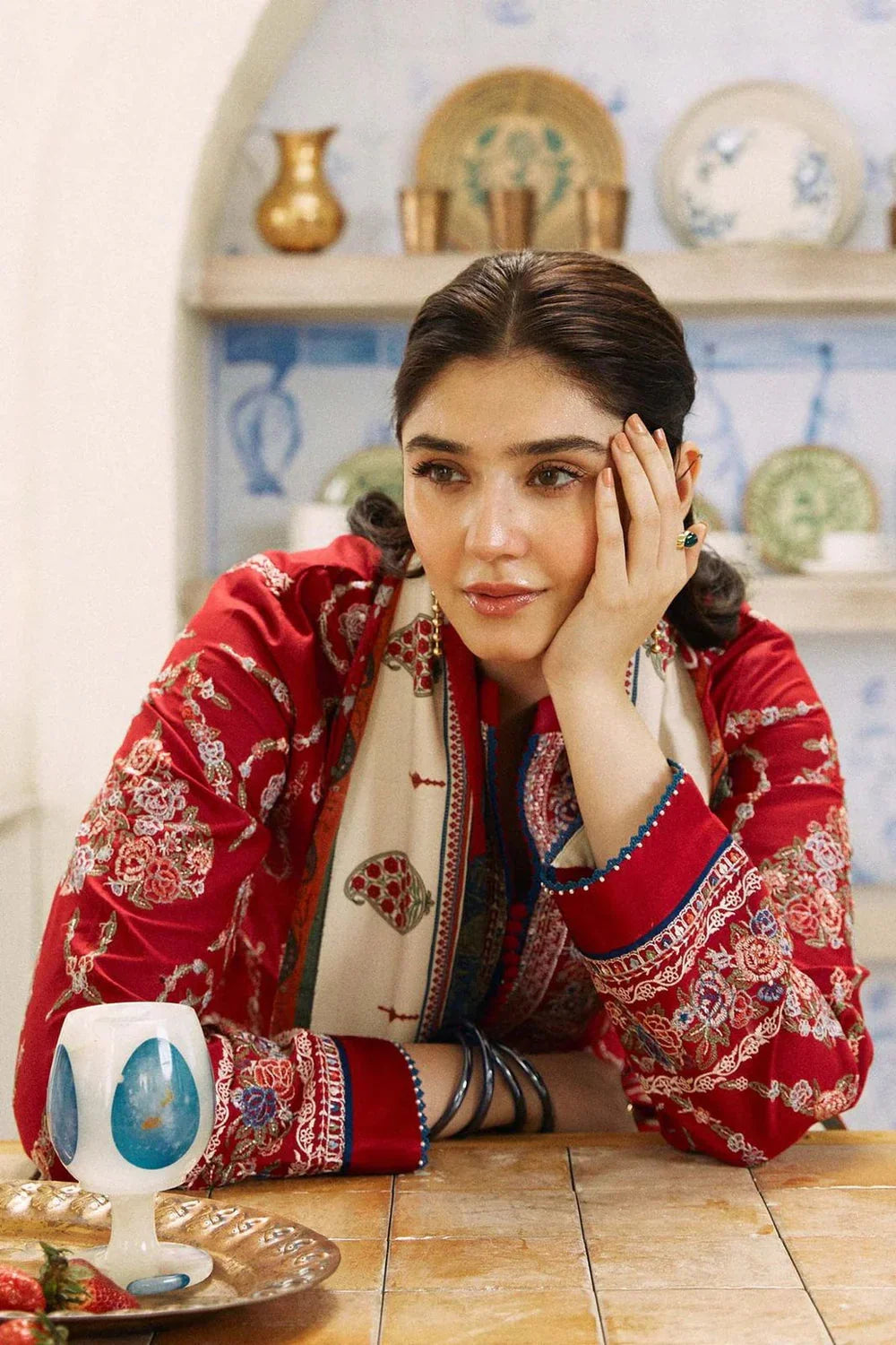 ZS-2555 Unstitched Fully Embroided Dhanak Suit With Wool Shawl