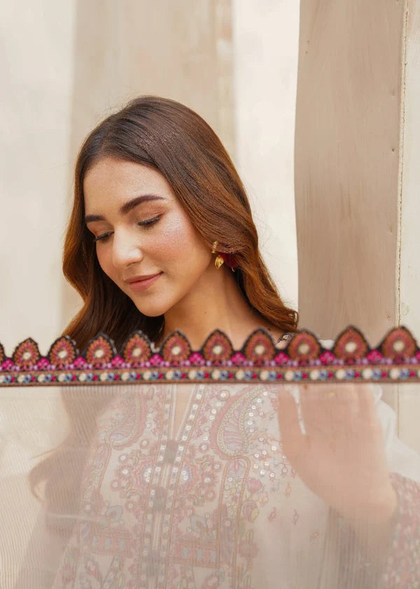 LM-2965 Unstitched Embroidered Dhanak Suit with Dhanak Embroidered Shawl