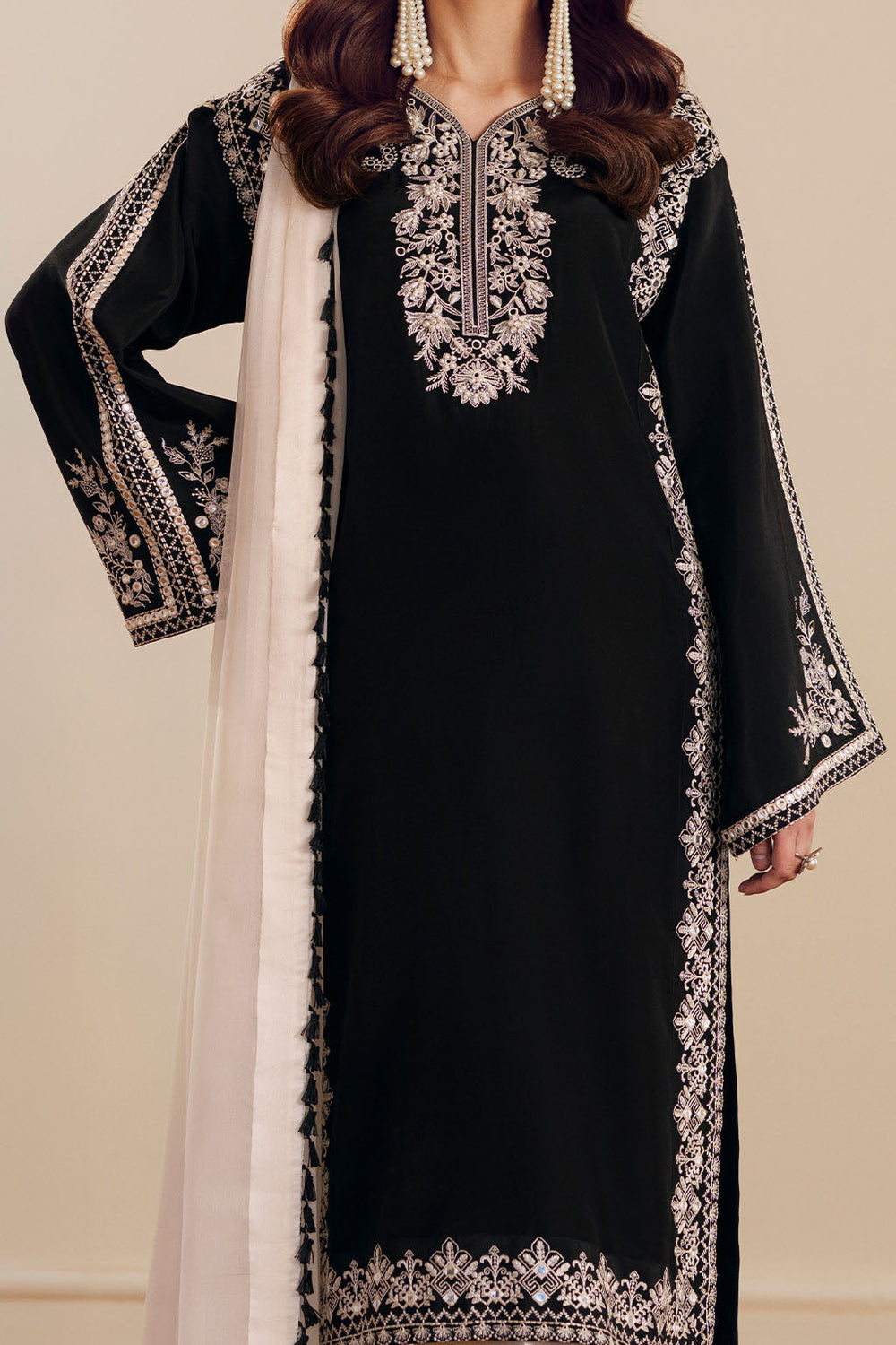 BK-1903 Unstitched Heavy Embroidered Dhanak Suit With Embroidered Dhanak Shawl