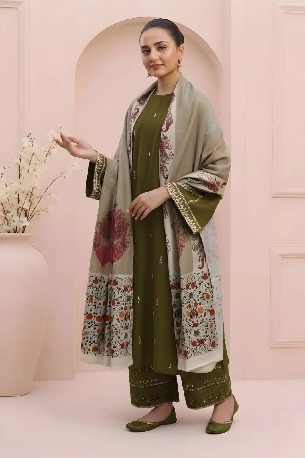 AA-13 Unstitched Embroidered Lawn Suit 3pc With Digital Printed Dupatta