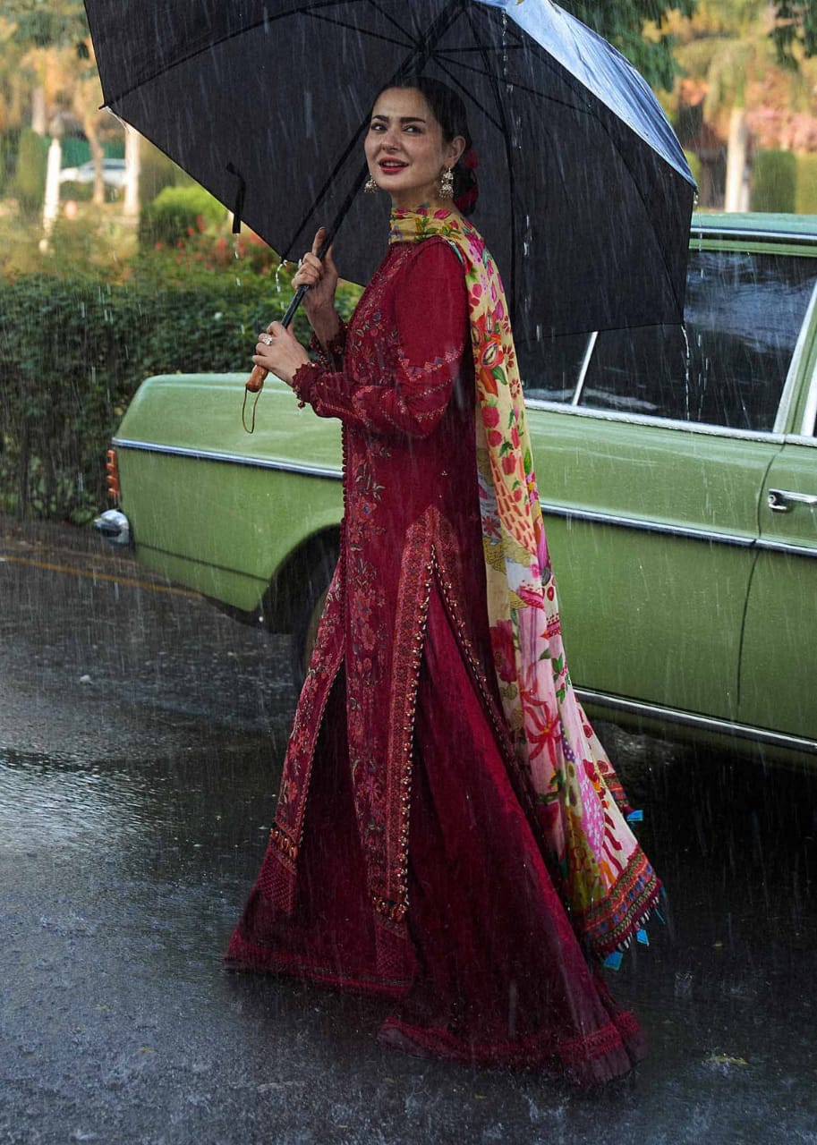 MB-550 Dhanak Embroidered Suit With Digital Printed Woolen Shawl