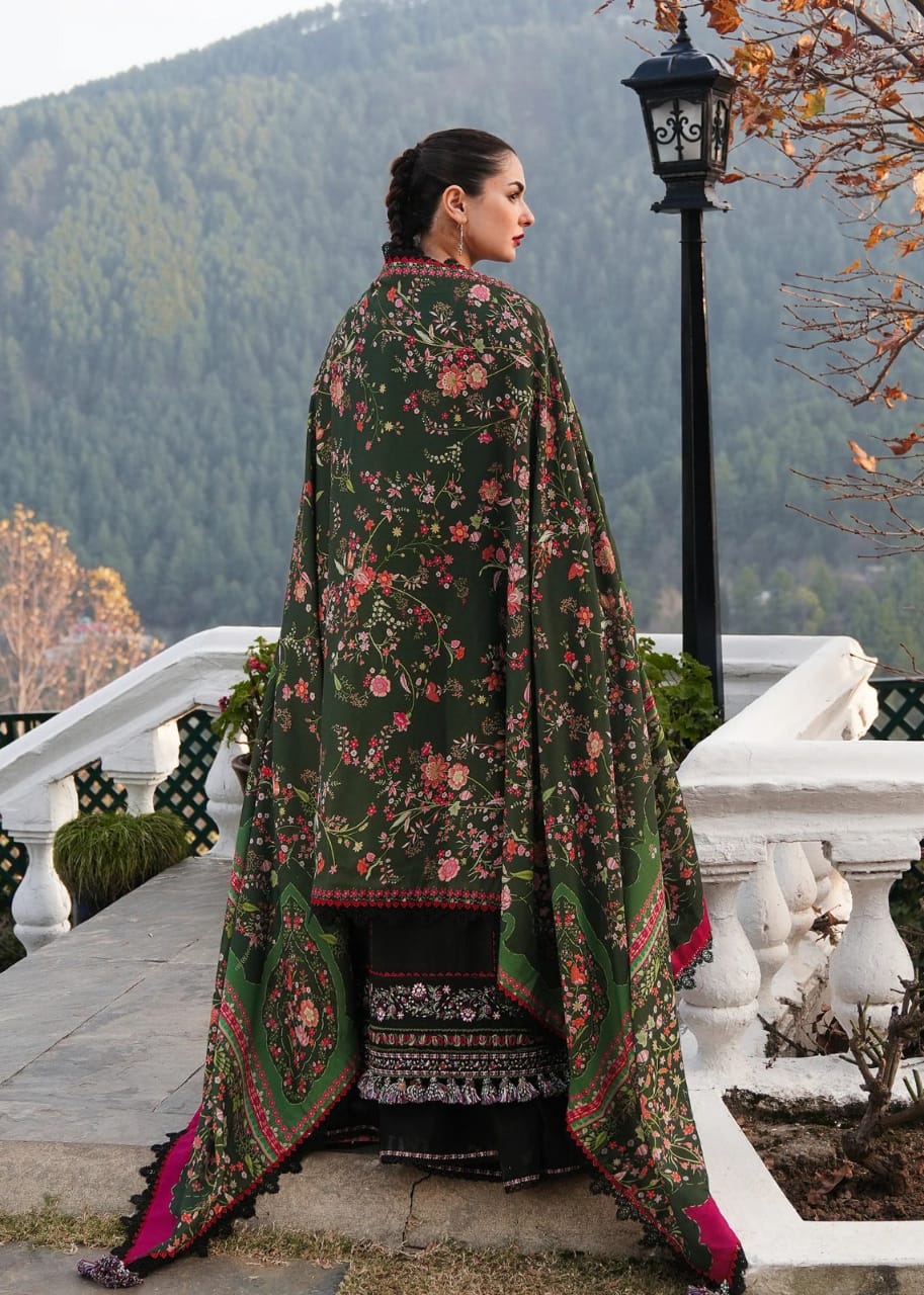MB-520 Dhanak Embroidered Suit With Digital Printed Woolen Shawl