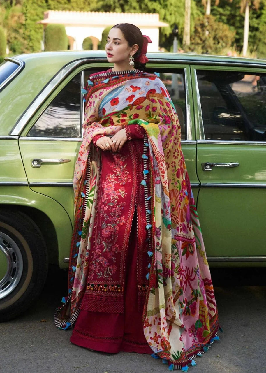 MB-550 Dhanak Embroidered Suit With Digital Printed Woolen Shawl