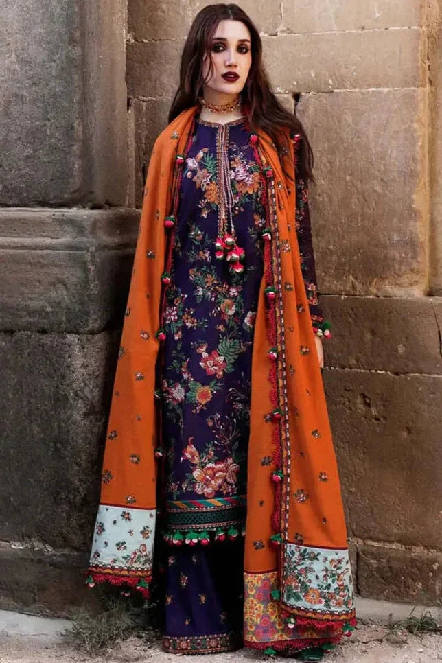 AJ-680 Unstitched Heavy Embroidered Dhanak Suit Embroidered Dhanak Shawl