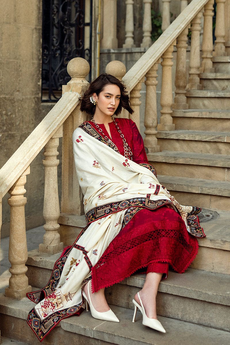 MQ-560 Dhanak Embroidered Suit with Dhanak Embroidered Shawl