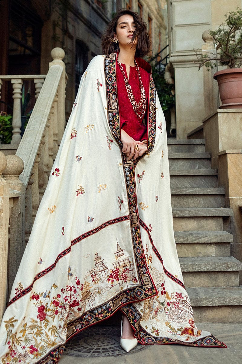 MQ-560 Dhanak Embroidered Suit with Dhanak Embroidered Shawl