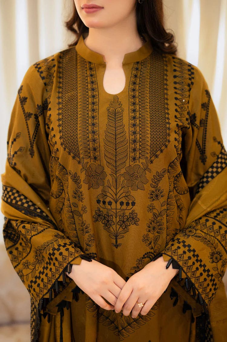 MB-100 Unstitched Fully Embroidered Dhanak Suit With Embroidered Dhanak Shawl