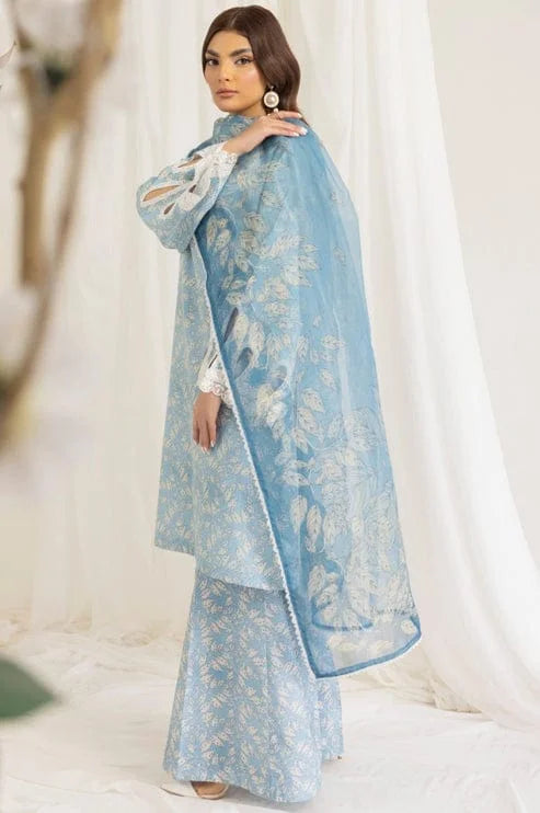 MB-442 Unstitched Digital Printed Lawn Suit 3pc With Digital Printed Voil Dupatta & Embroidered Patches