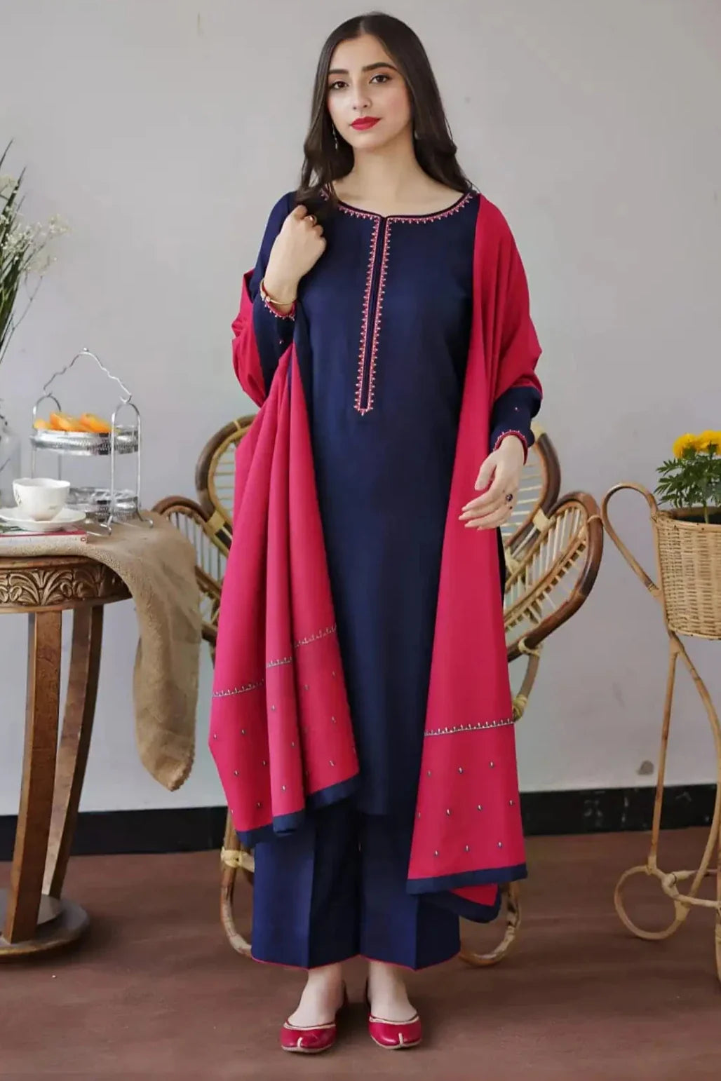 MB-1146 Unstitched Fully Embroided Dhanak Suit With Dhanak Dupatta