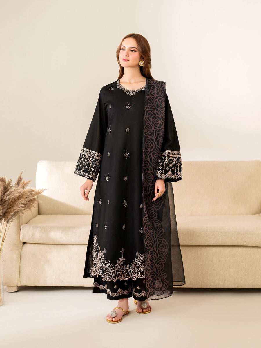 GA-9633 Unstitched Fully Embroidered Dhanak Suit With Printed Wool Shawl