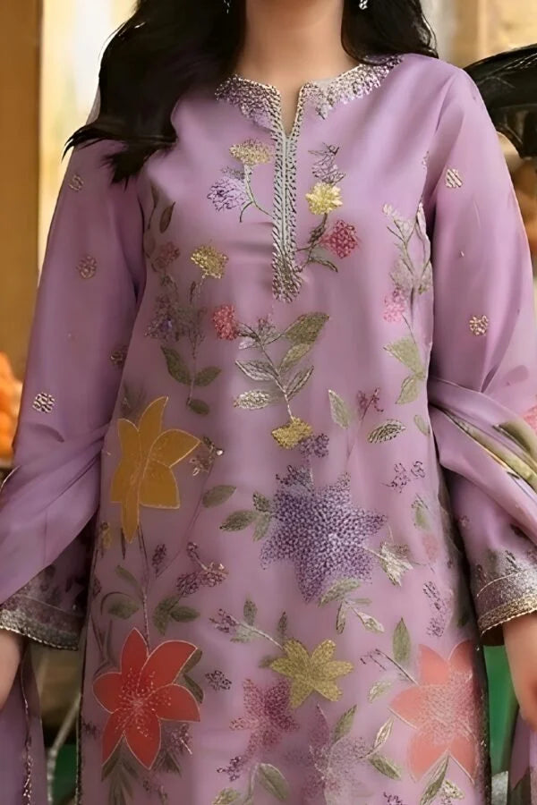 Aneelas-Lawn Unstitched Embroidered Suit With Digital Printed Dupatta