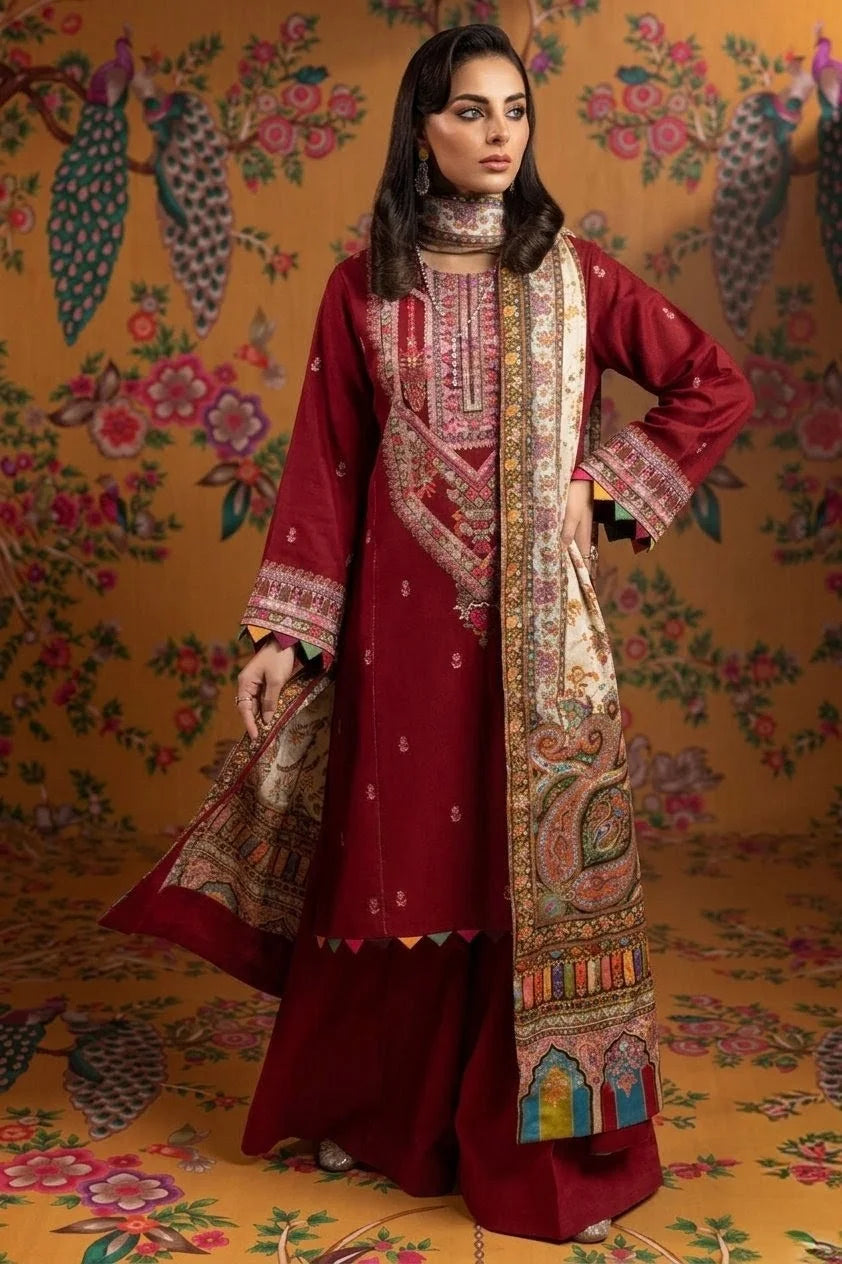 AA-41 Unstitched Embroidered Lawn Suit 3pc With Digital Printed Dupatta
