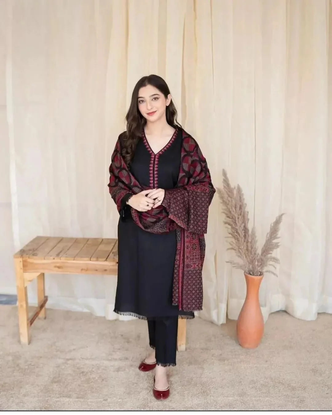 BC-835 3Pc Unstitched Dhanak Suit with Printed Woolen Shawl