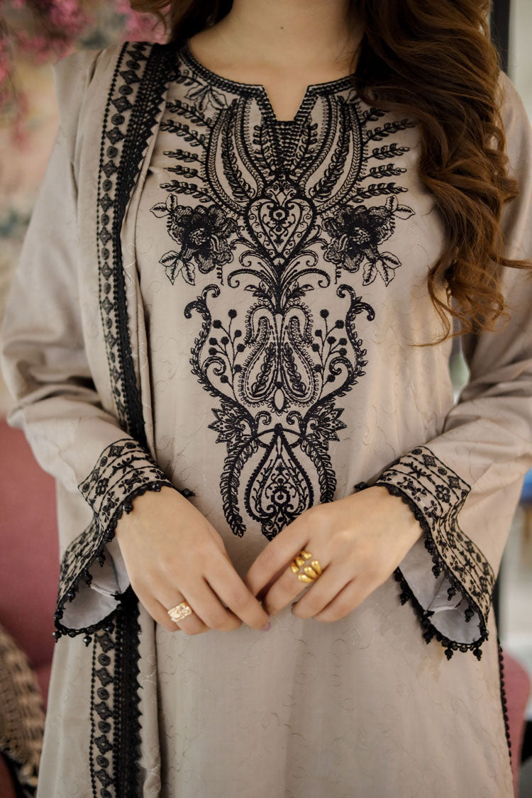 LB-6333 Unstitched Heavy Embroidered Dhanak Suit With Embroidered Dhanak Shawl
