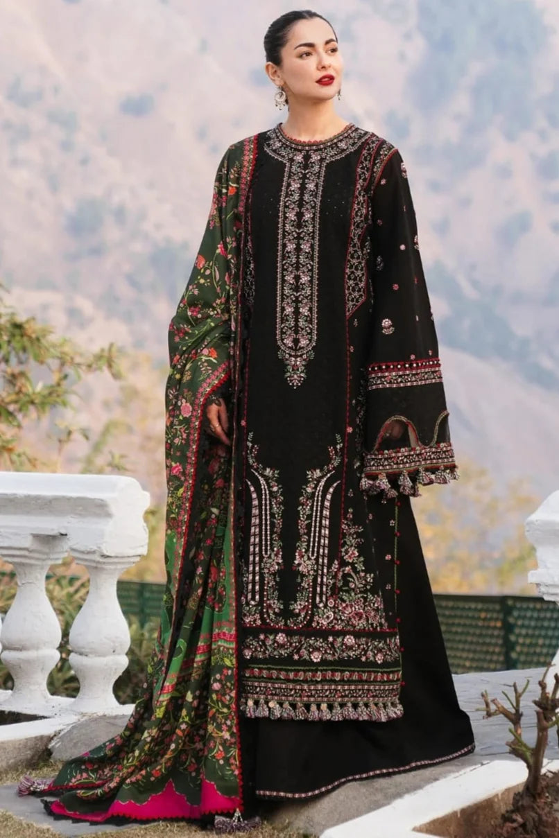 MB-520 Dhanak Embroidered Suit With Digital Printed Woolen Shawl