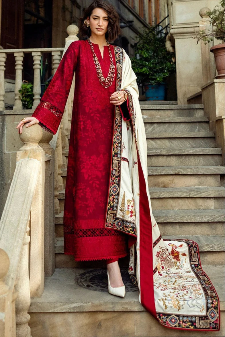 MQ-560 Dhanak Embroidered Suit with Dhanak Embroidered Shawl