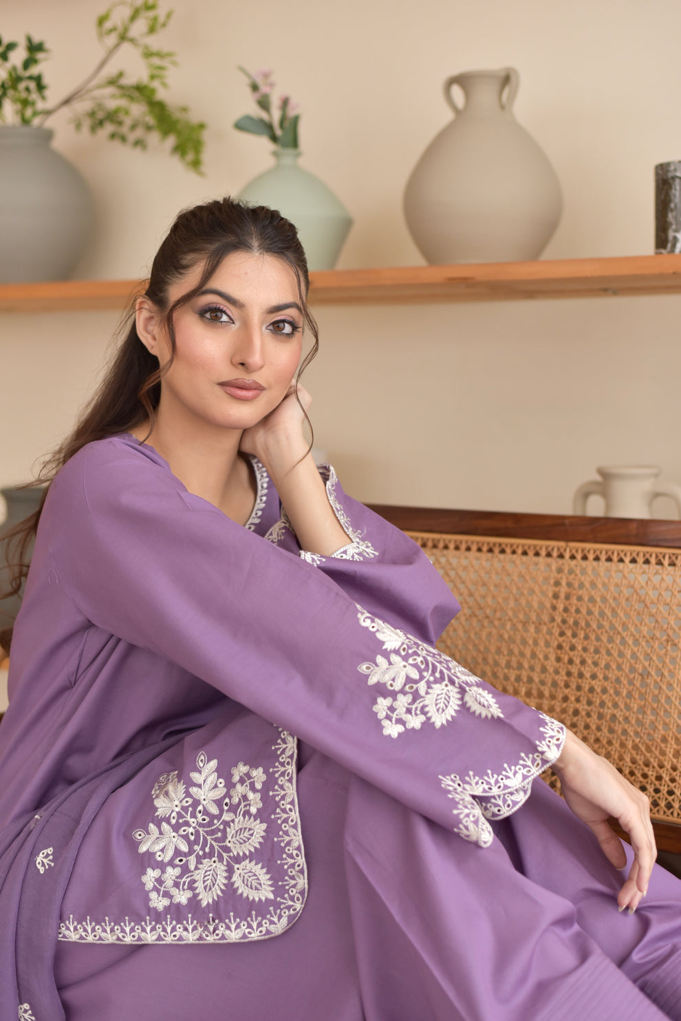 BK-1833 Unstitched Heavy Embroidered Dhanak Suit With Embroidered Dhanak Shawl