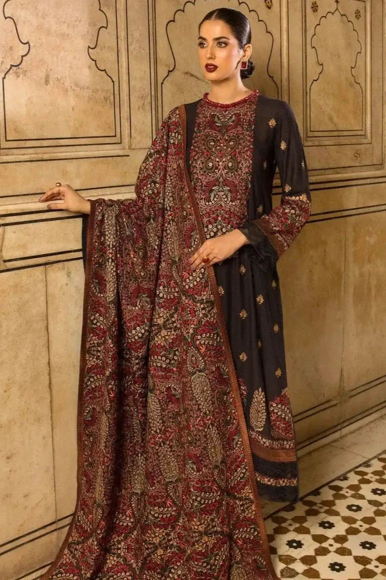 BR-865 Unstitched Heavy Embroidered Dhanak Suit Embroidered Dhanak Shawl