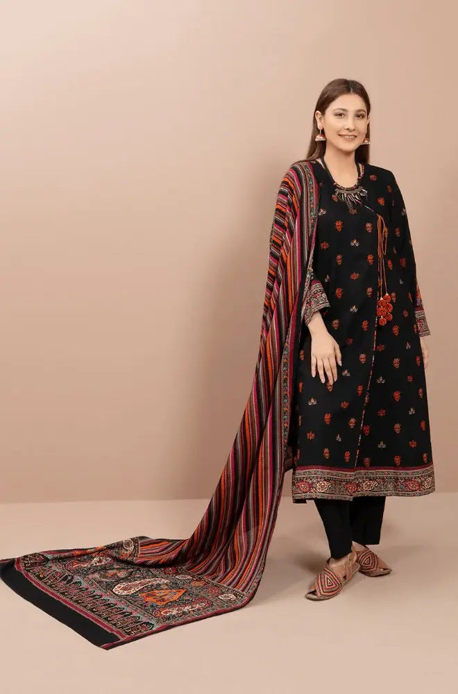 KS-725 Dhanak Embroidered Suit With Digital Printed Wool Shawl