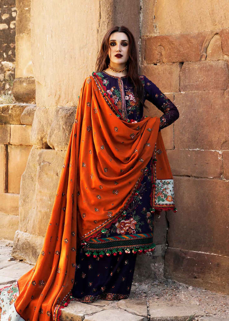 AJ-680 Unstitched Heavy Embroidered Dhanak Suit Embroidered Dhanak Shawl