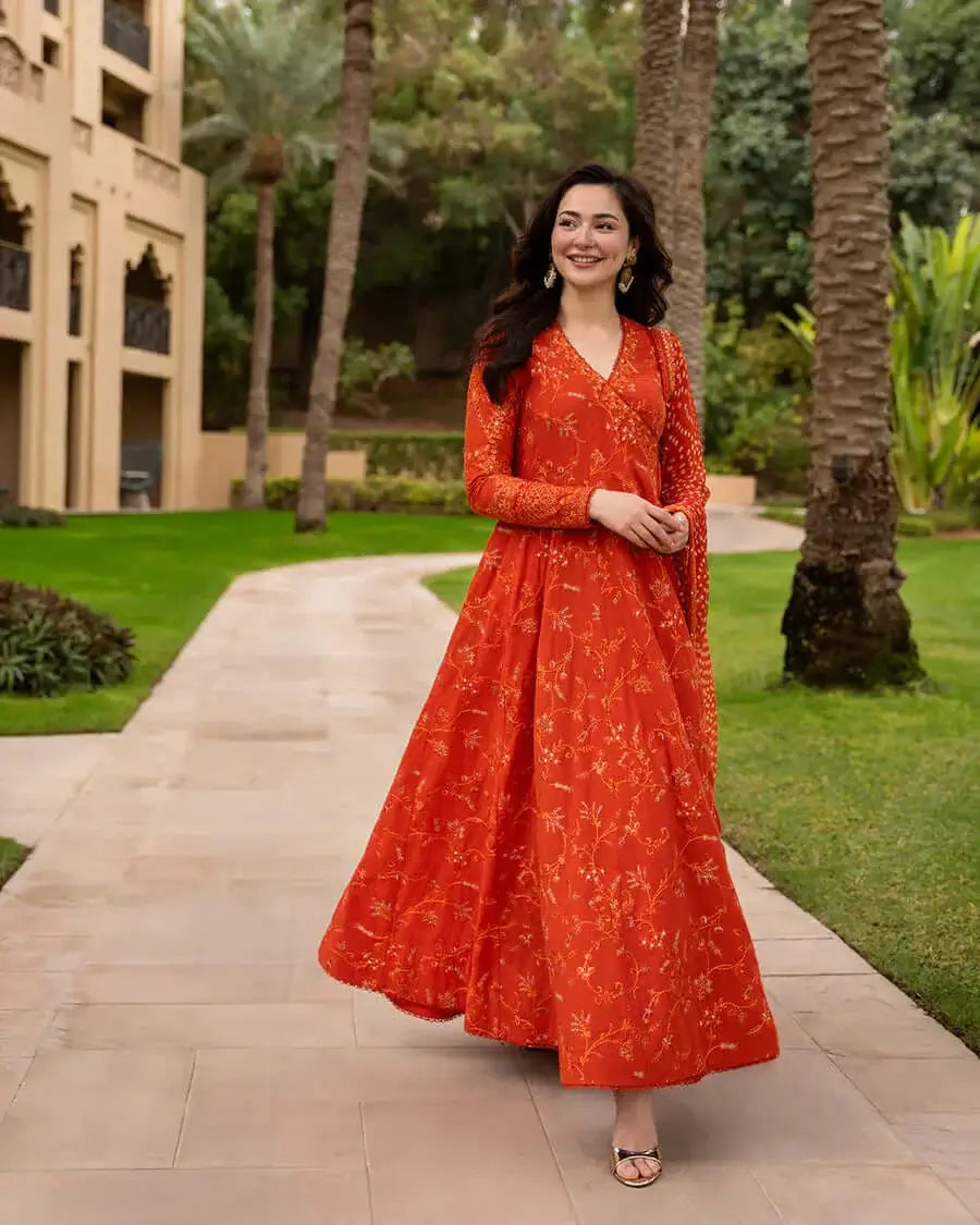 FS-1005 Lawn Unstitched Fully Embroidered Fabric With Printed Chiffon Dupatta 4 Sided Embroidered Lace