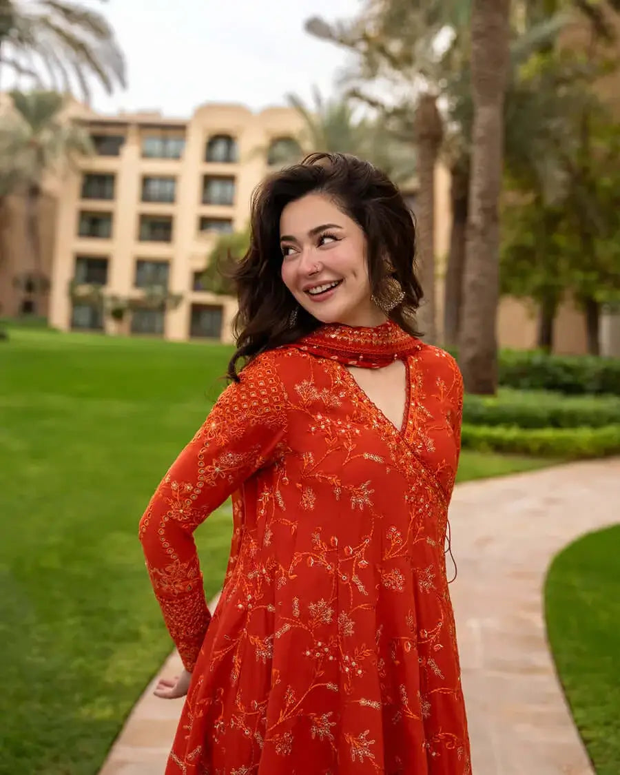 FS-1005 Lawn Unstitched Fully Embroidered Fabric With Printed Chiffon Dupatta 4 Sided Embroidered Lace