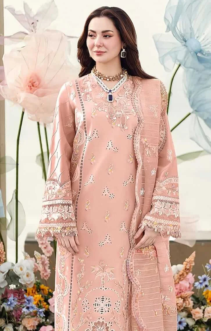QL-2780 3 Piece Unstitched Heavy Embroidered Lawn Suit ( Heavy Embroidered Cotton Net Dupatta )