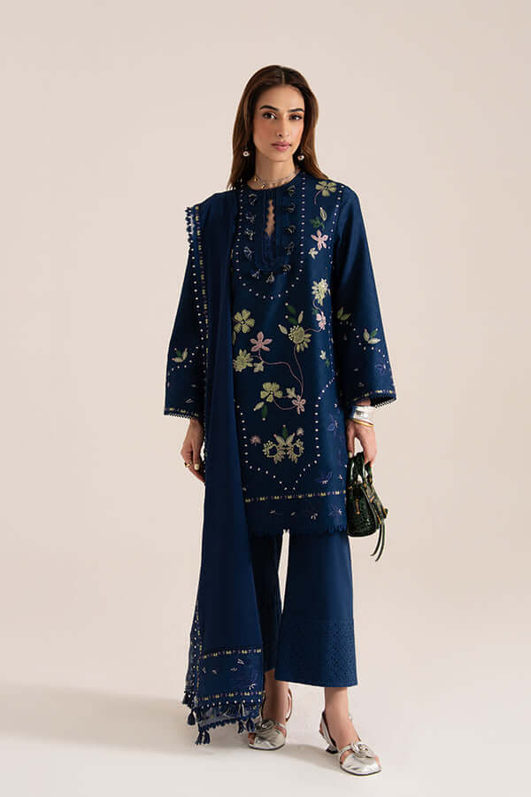 SP-985 Unstitched Heavy Embroidered Dhanak Suit ( Four-sided Embroidered Dhanak Shawl )