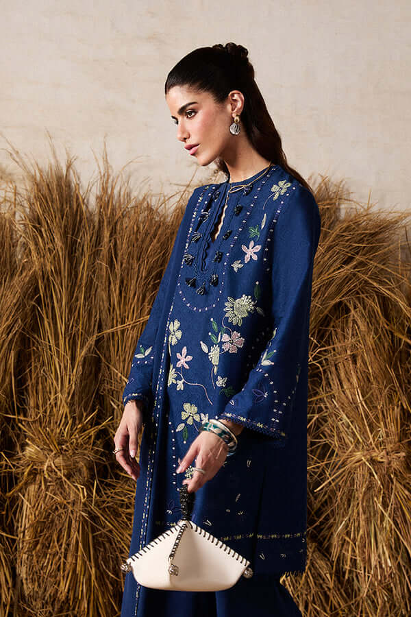 SP-985 Unstitched Heavy Embroidered Dhanak Suit ( Four-sided Embroidered Dhanak Shawl )