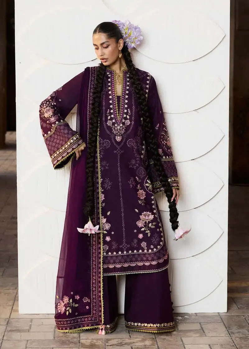 HR-3080 Unstitched Heavy Embroidered Dhanak Suit With Four-sided Embroidered Dhanak Shawl